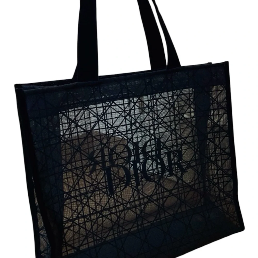 Christian Dior Beauty Parfums Makeup Black Velvet Mesh Large Tote Bag